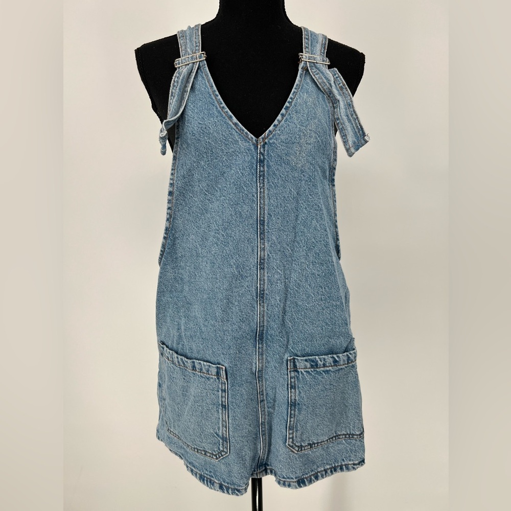 PULL & BEAR DENIM COVERALLS MINI DRESS‎